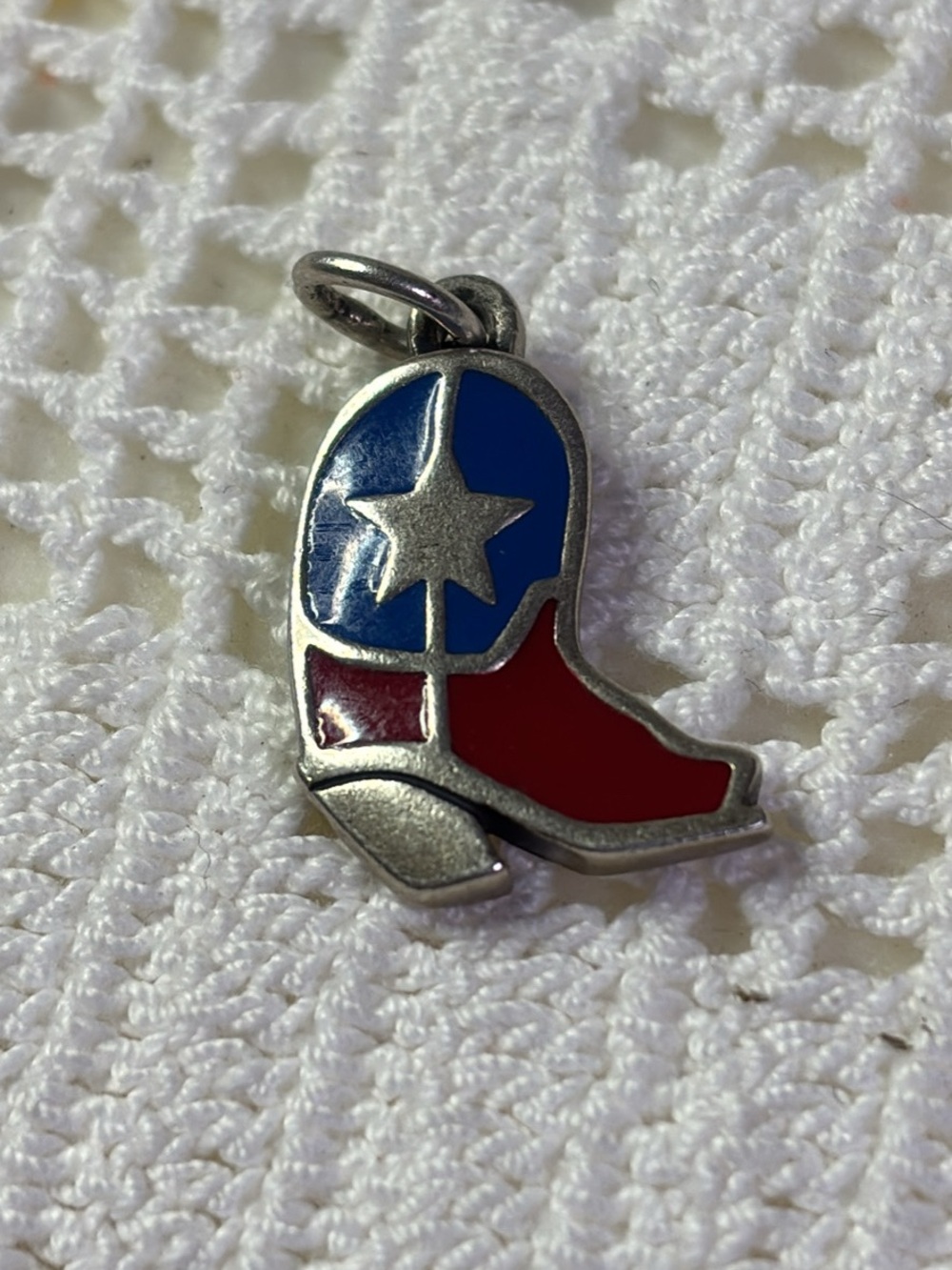 James Avery Red and Blue Texas Star Cowboy Boot Charm